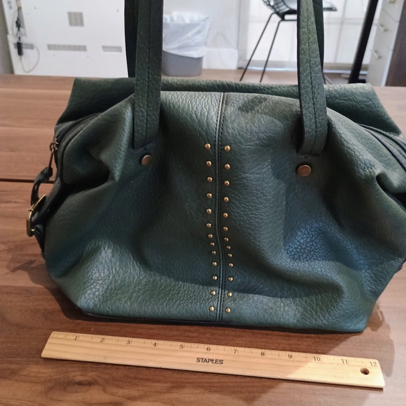 a.n.a Handbags - a.n.a Teal Leather Shoulder Bag with Gold Accents